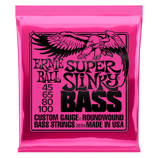 Ernie Ball 2834 Super Slinky Nickel Wound Electric Bass Guitar Strings - .045-.100 P02834