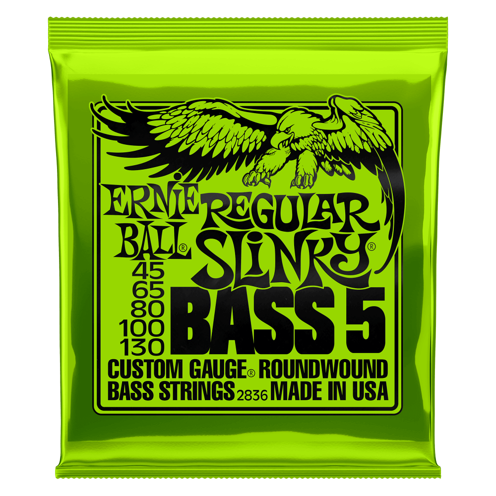 Ernie Ball 2836 Regular Slinky Nickel Wound Electric Bass Guitar Strings - .045-.130 5-string P02836