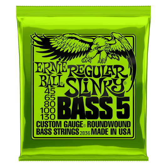 Ernie Ball 2836 Regular Slinky Nickel Wound Electric Bass Guitar Strings - .045-.130 5-string P02836