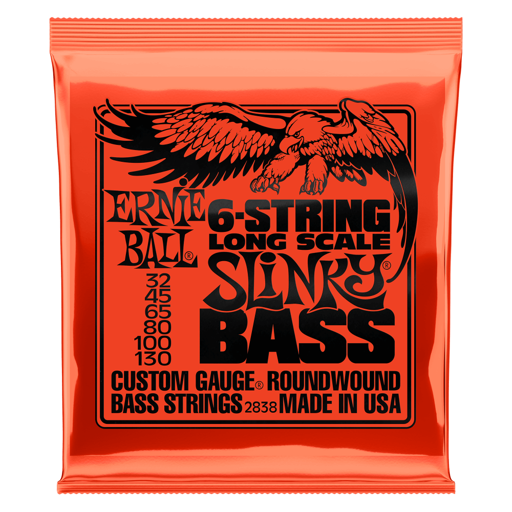 Ernie Ball 2838 Slinky Nickel Wound Electric Bass Guitar Strings - .032-.130 Long Scale 6-string