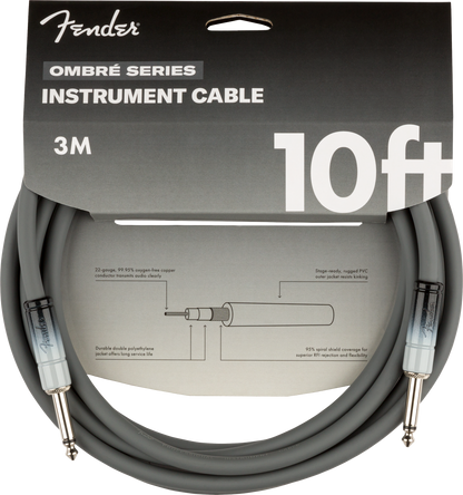 AUDIOINCLINED Fender Ombré 10-foot instrument cable in Silver Smoke with straight-to-straight connectors