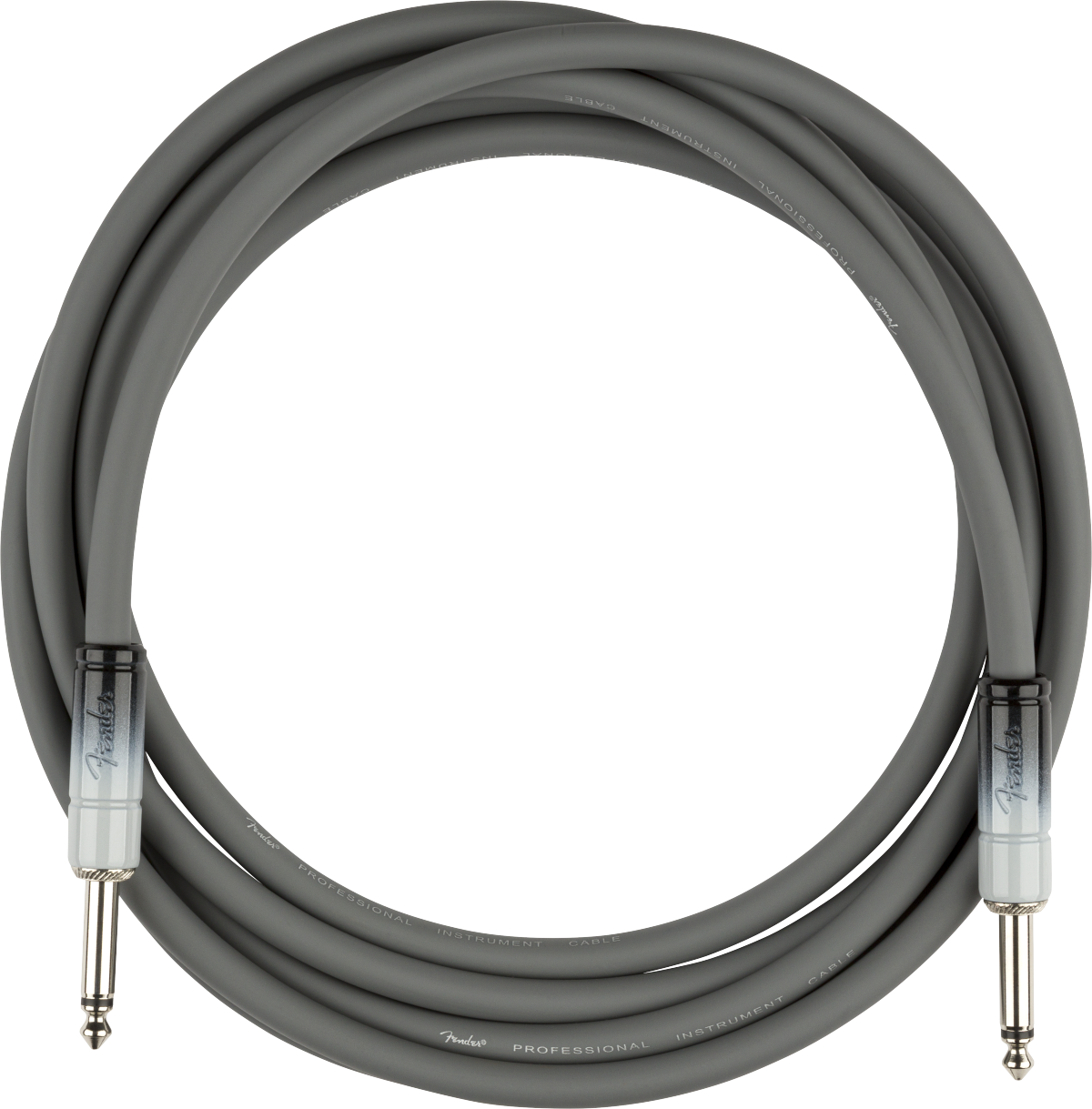 AUDIOINCLINED Fender Ombré 10-foot instrument cable in silver smoke with straight-to-straight connectors.