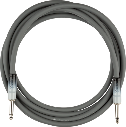 AUDIOINCLINED Fender Ombré 10-foot instrument cable in silver smoke with straight-to-straight connectors.