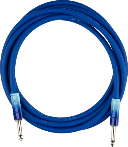 AUDIOINCLINED Fender Ombré Series 10ft instrument cable in a blue gradient design with durable connectors