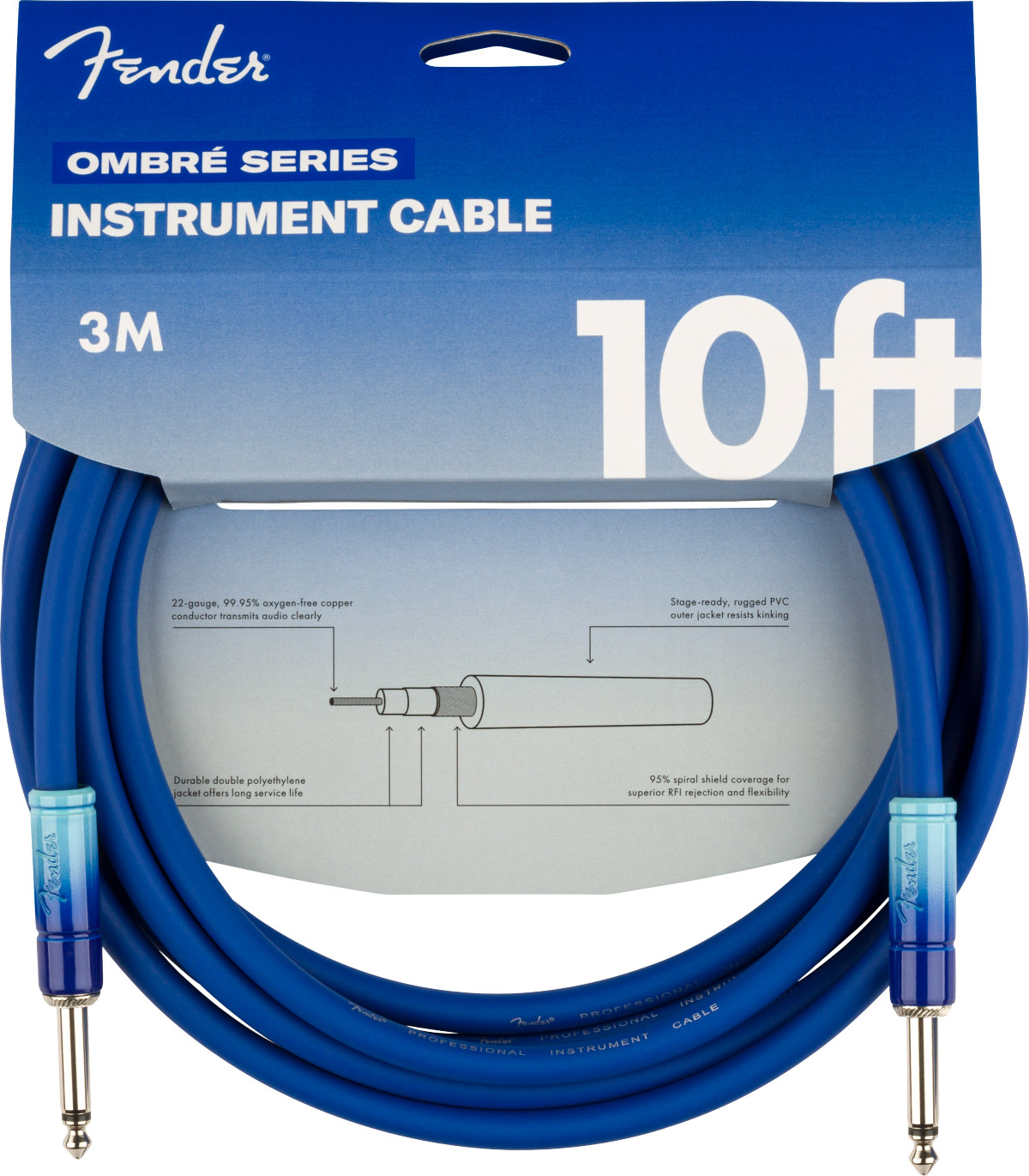 Fender Ombré Instrument Cable Straight/Straight 10' - Belair Blue