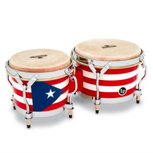 Latin Percussion Matador Siam Oak Bongos - Puerto Rican Flag