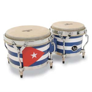 Latin Percussion Matador Siam Oak Bongos - Cuban Flag