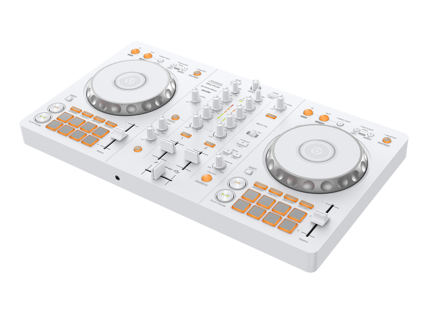 Pioneer DJ DDJ-FLX4 2-deck rekordbox and Serato DJ Controller - White, Limited Edition