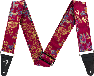 Fender Satin Dragon Guitar Strap, Wine