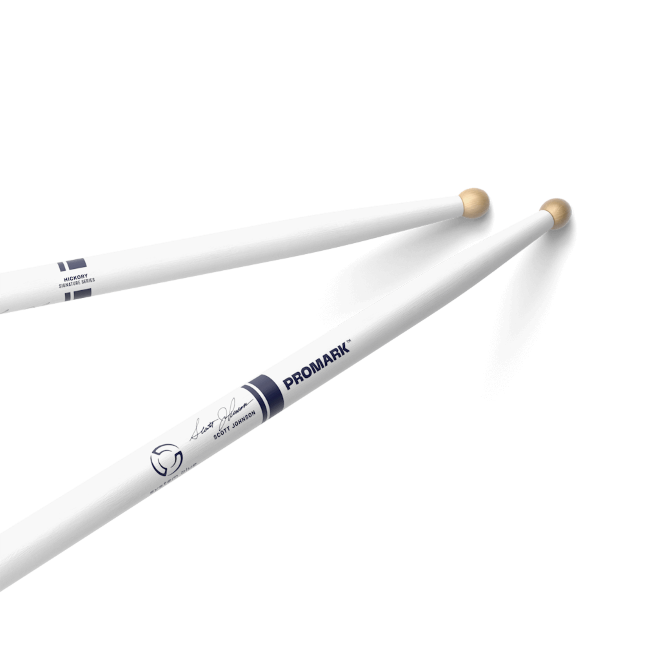 ProMark Scott Johnson Painted White Hickory Drumstick, Wood Tip