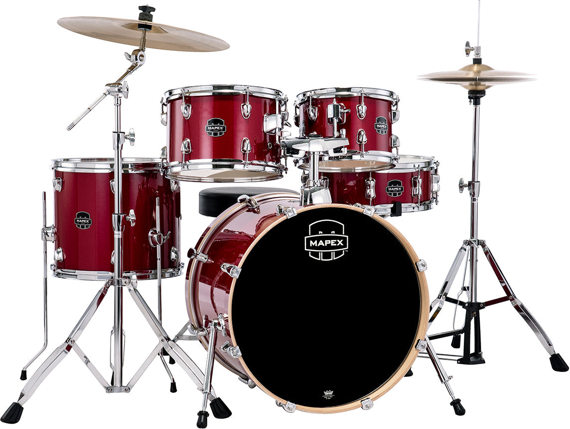 Batería completa Mapex Venus Rock de 5 piezas - Crimson Red Sparkle (Nueva)