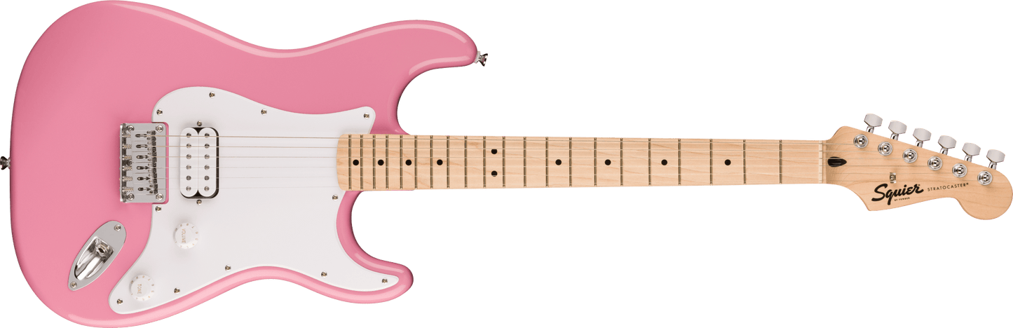 Squier Sonic Stratocaster HT H, Maple Fingerboard, White Pickguard, Flash Pink