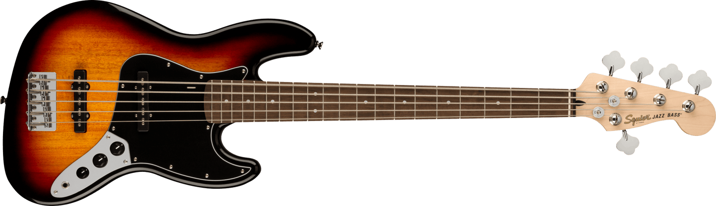 Squier Affinity Series Jazz Bass V, Laurel Fingerboard, Black Pickguard, 3-Color Sunburst