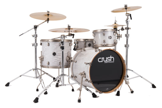 Crush Drums Sublime AXM Series - Paquete de 4 cascos (blanco brillante con brillo plateado)