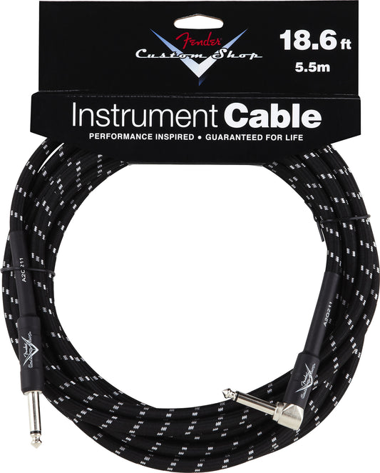 Fender® Custom Shop Performance Series Cable, 18.6', Black, Angled