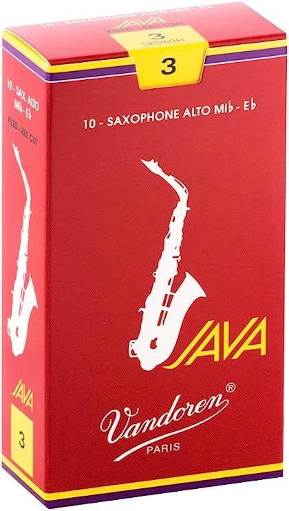 Caja de 10 cañas rojas Vandoren para saxofón alto JAVA