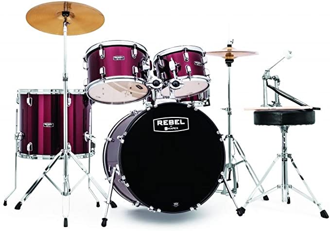 Mapex RB5044FTCDR Rebel 5-Piece Drum Set with Hardware, Cymbals and 22" Bass Drum - Dark Red