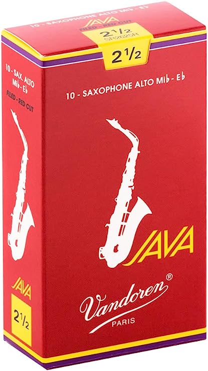 Caja de 10 cañas rojas Vandoren para saxofón alto JAVA