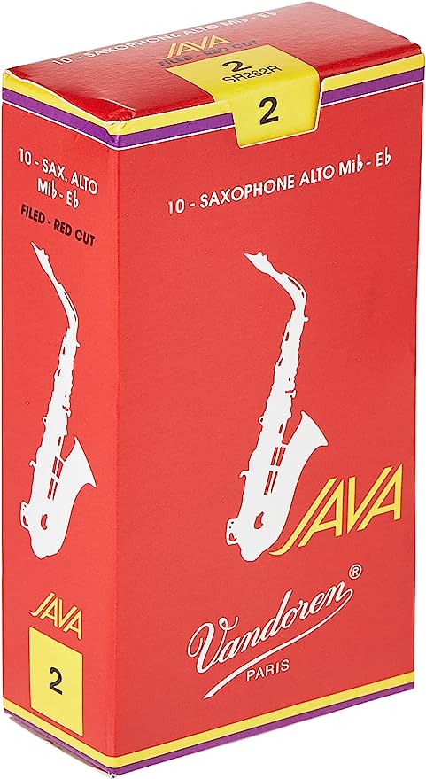 Caja de 10 cañas rojas Vandoren para saxofón alto JAVA