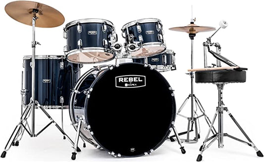 Mapex RB5294FTCYB Rebel 5-Piece Drum Set with Hardware, Cymbals and 22" Bass Drum - Royal Blue