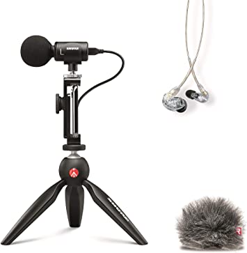 Shure Portable Videography Bundle with SE215 Earphones and MV88+