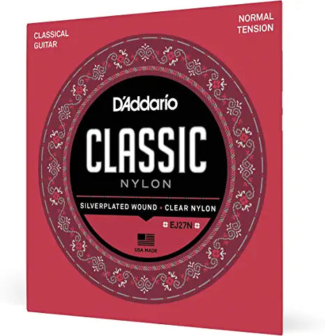 D'Addario EJ27N Student Silver-Plated Nylon Core Classical Guitar Strings - Normal Tension 3 PACK