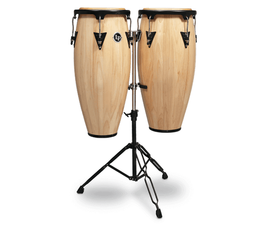 Latin Percussion Aspire Wood Conga/Tumba Set with Stand - 11/12 inch Natural
