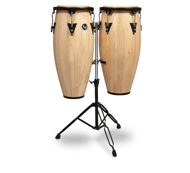 Latin Percussion Aspire Wood Conga/Tumba Set with Stand - 11/12 inch Natural