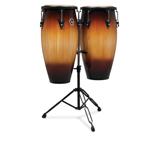 Latin Percussion Aspire Wood Conga/Tumba Set with Stand - 11/12 inch Vintage Sunburst