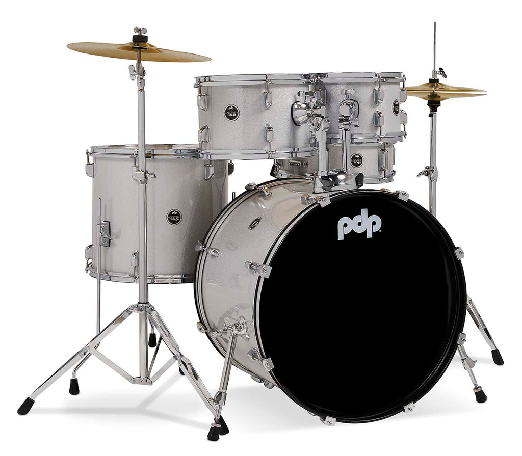 PDP Center Stage PDCE2215KTDW 5-piece Complete Drum Set with Cymbals - Diamond White Sparkle