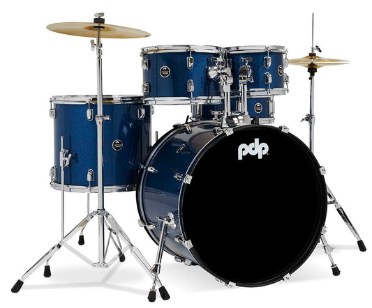 PDP Center Stage PDCE2215KTRB 5-piece Complete Drum Set with Cymbals - Royal Blue Sparkle