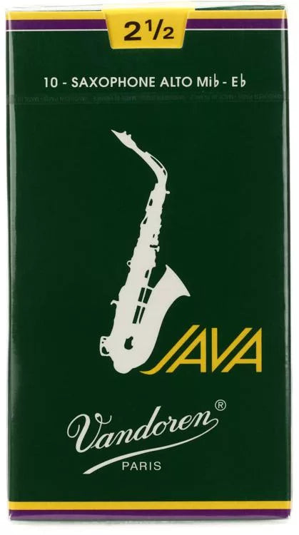 Vandoren SR2625 - Cañas verdes para saxofón alto JAVA (paquete de 10)