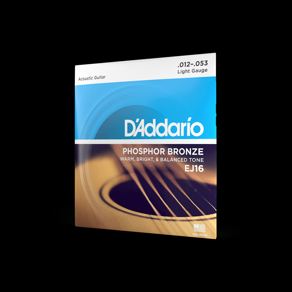 D'Addario EJ16 Phosphor Bronze Acoustic Guitar Strings - .012-.053 Light