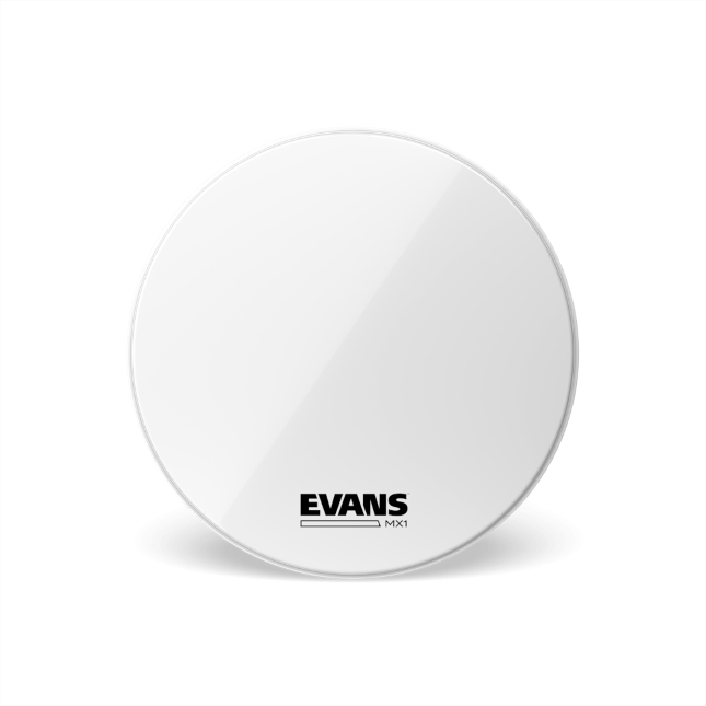 EVANS MX1 White Marching Bass Drum Head, 28 Inch