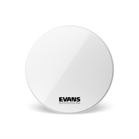 EVANS MX1 White Marching Bass Drum Head, 28 Inch