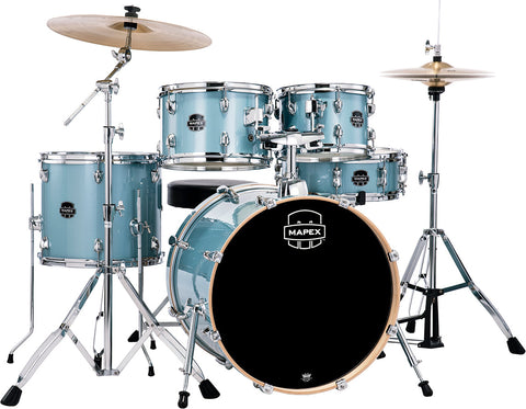 Mapex Venus 5-piece Fusion Complete Drum Set - Aqua Blue Sparkle